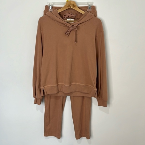 Allie Rose Loungewear Matching Set Women's Size Small Pink Ribbed Hoodie Pants - Picture 2 of 16